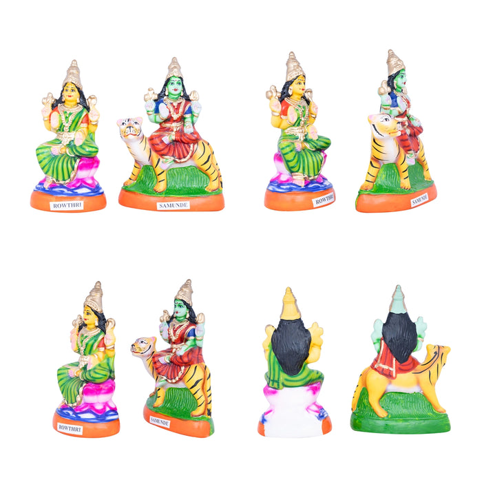 Nava Nayagi Statue Paper Mache Golu Bommai Set - 10 x 6 Inches | 9 Pcs/ Giri Golu Doll/ Navaratri Bommai/ Gombe
