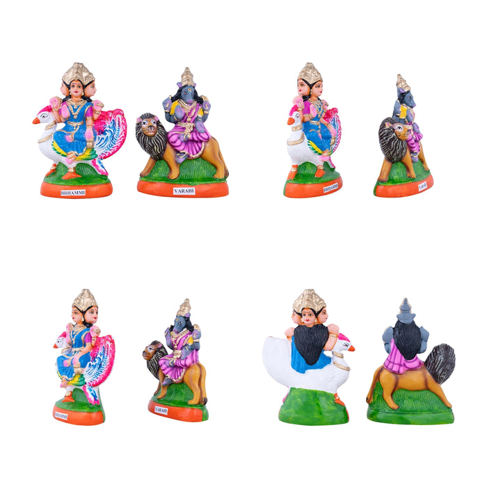 Nava Nayagi Statue Paper Mache Golu Bommai Set - 10 x 6 Inches | 9 Pcs/ Giri Golu Doll/ Navaratri Bommai/ Gombe