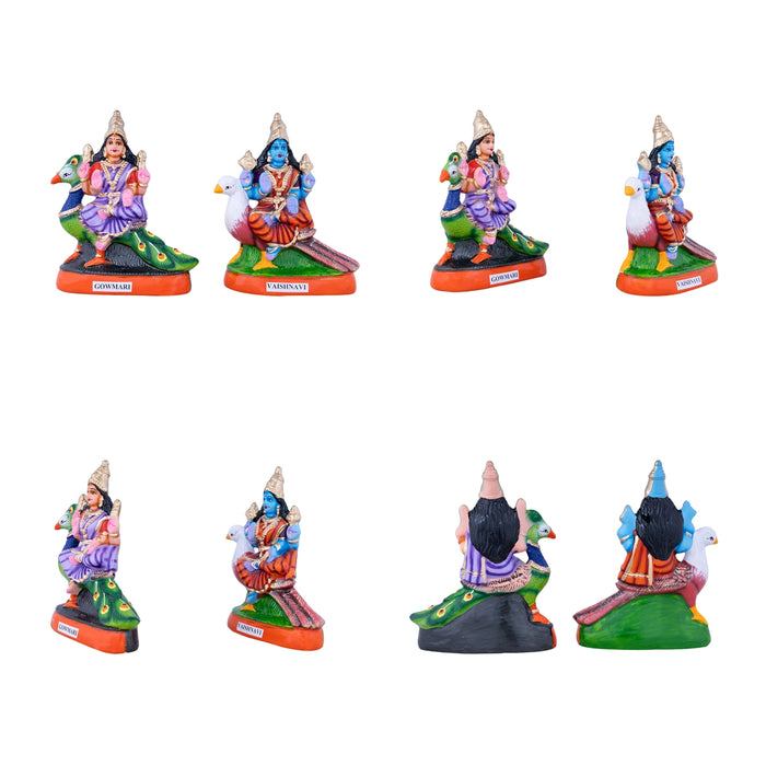 Nava Nayagi Statue Paper Mache Golu Bommai Set - 10 x 6 Inches | 9 Pcs/ Giri Golu Doll/ Navaratri Bommai/ Gombe