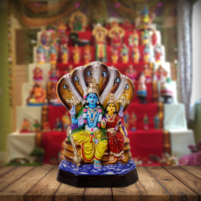 Lakshmi Narayana Paper Mache Golu Bommai - 15 x 7.5 Inches | Giri Golu Doll/ Navaratri Golu Bomma/Gombe/Bommai - Paper Mache Kolu Bommai