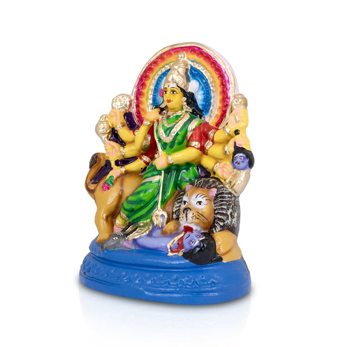 Mahishasura Mardini Clay Golu Bommai- 10 x 7.75 Inches | Giri Golu Doll/Navaratri Golu Bomma/Gombe/Bommai