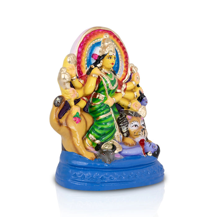 Mahishasura Mardini Clay Golu Bommai- 10 x 7.75 Inches | Giri Golu Doll/Navaratri Golu Bomma/Gombe/Bommai