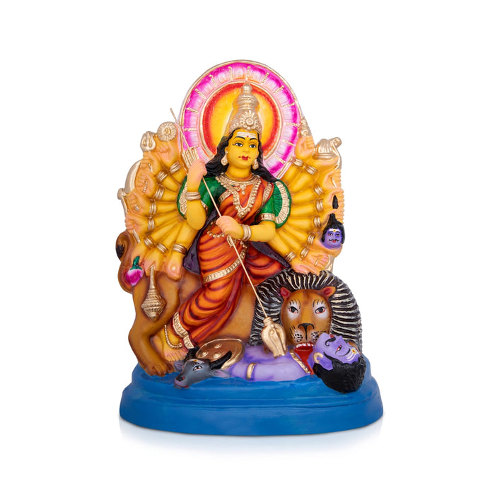 Mahishasura Mardini Durga PaperMache Kolu Bommai- 18 x 11 Inches | Giri Golu Doll/Navaratri Golu Gombe/Bommai