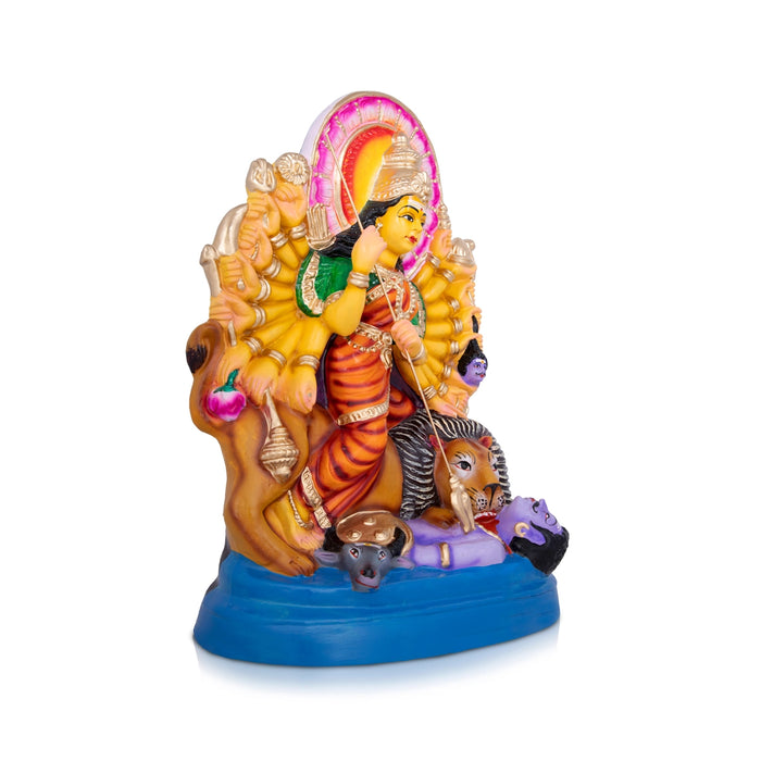 Mahishasura Mardini Durga PaperMache Kolu Bommai- 18 x 11 Inches | Giri Golu Doll/Navaratri Golu Gombe/Bommai