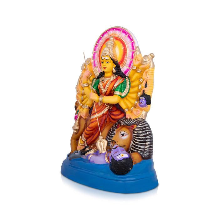 Mahishasura Mardini Durga PaperMache Kolu Bommai- 18 x 11 Inches | Giri Golu Doll/Navaratri Golu Gombe/Bommai