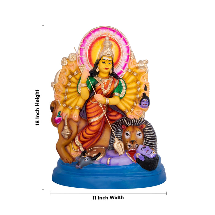 Mahishasura Mardini Durga PaperMache Kolu Bommai- 18 x 11 Inches | Giri Golu Doll/Navaratri Golu Gombe/Bommai