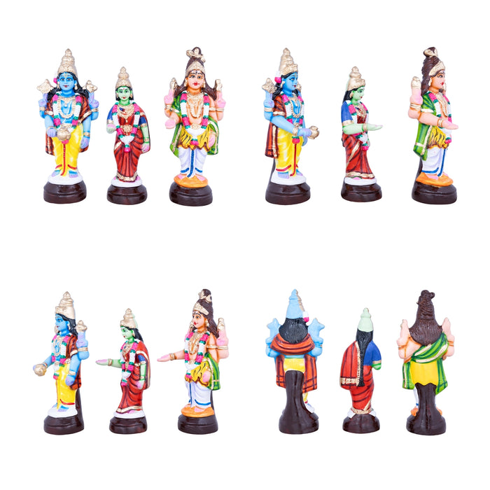 Meenakshi Kalyanam Paper Mache Golu Bommai Set - 11 x 4 Inches | 14 Pcs/ Giri Golu Doll/ Navaratri Golu Bommai
