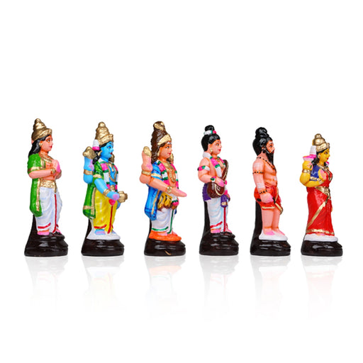Meenakshi Kalyanam Clay Golu Bommai Set - 9.5 x 4.5 Inches | Giri Golu Doll/ Navaratri Golu Bomma/Gombe/Bommai - Clay Kolu Bommai