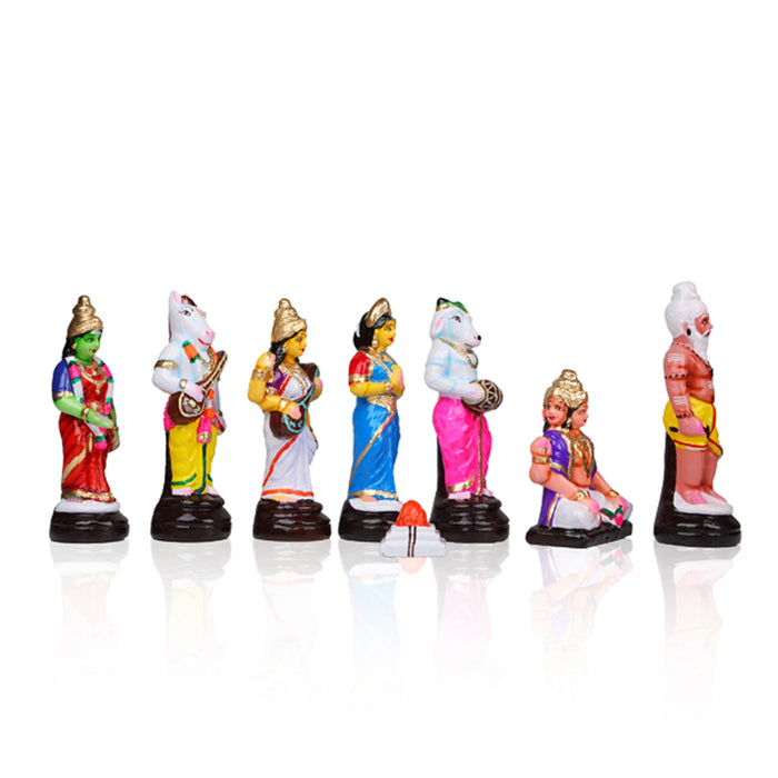 Meenakshi Kalyanam Clay Golu Bommai Set - 9.5 x 4.5 Inches | Giri Golu Doll/ Navaratri Golu Bomma/Gombe/Bommai - Clay Kolu Bommai