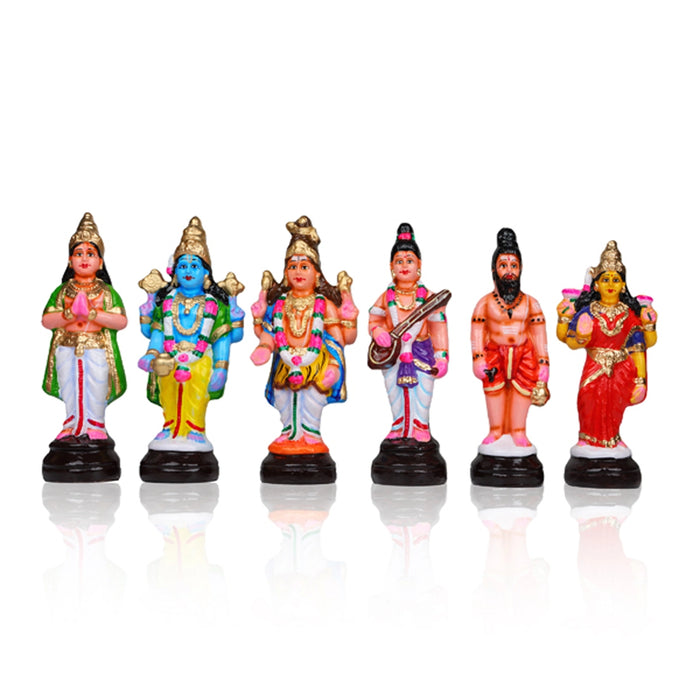 Meenakshi Kalyanam Clay Golu Bommai Set - 9.5 x 4.5 Inches | Giri Golu Doll/ Navaratri Golu Bomma/Gombe/Bommai - Clay Kolu Bommai