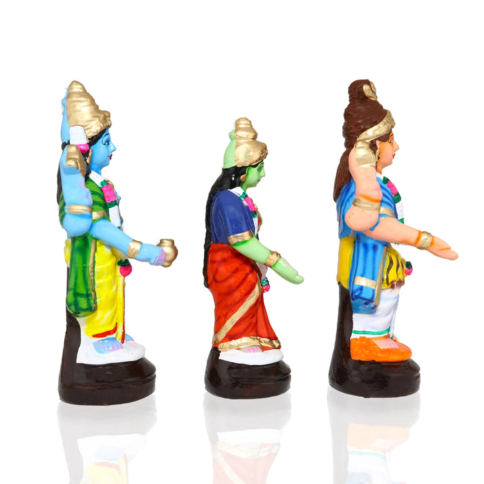 Meenakshi Kalyanam Clay Golu Bommai Set - 10 x 4 Inches | Giri Golu Doll/ Navaratri Golu Bomma/Gombe/Bommai - Clay Kolu Bommai