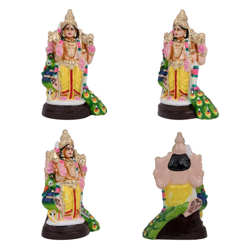Murugan Clay Golu Bommai Set - 9 x 5.5 Inches | 3 Pcs/ Giri Golu Doll/ Navaratri Golu Bomma/Gombe/Bommai - Clay Golu Bommai