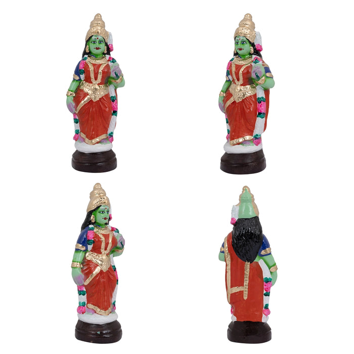 Murugan Clay Golu Bommai Set - 9 x 5.5 Inches | 3 Pcs/ Giri Golu Doll/ Navaratri Golu Bomma/Gombe/Bommai