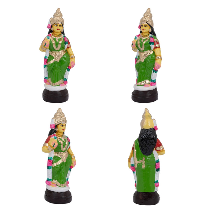 Murugan Clay Golu Bommai Set - 9 x 5.5 Inches | 3 Pcs/ Giri Golu Doll/ Navaratri Golu Bomma/Gombe/Bommai