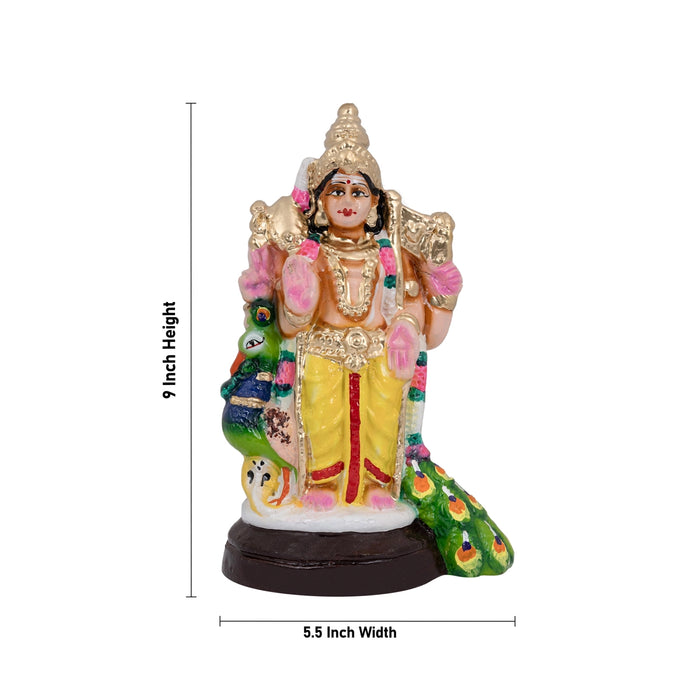 Murugan Clay Golu Bommai Set - 9 x 5.5 Inches | 3 Pcs/ Giri Golu Doll/ Navaratri Golu Bomma/Gombe/Bommai