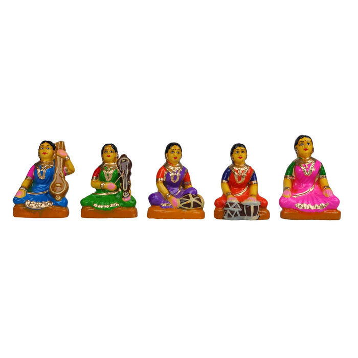 Music Concert Clay Golu Bommai Set - 5 x 7.5 Inches | 7 Pcs/ Giri Golu Doll/ Navaratri Golu Bomma/ Gombe