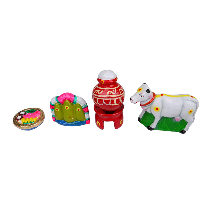 Pongal Clay Golu Bommai Set - 8 x 7 Inches | 8 Pcs/ Giri Golu Doll/ Navaratri Golu Bomma/ Gombe - Clay Golu Bommai