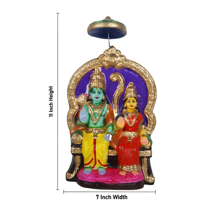 Ramar Pattabhishekam Clay Golu Bommai Set - 11 x 7 Inches | 8 Pcs/Giri Golu Doll/Navaratri Gombe/ Golu Bommai