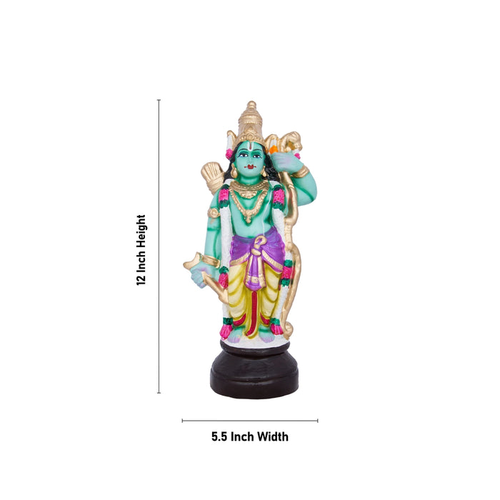 Ramar Statue Clay Golu Bommai Set - 12 x 5.5 Inches | Giri Golu Doll/ Navaratri Golu Bomma/Gombe/Bommai - Clay Kolu Bommai