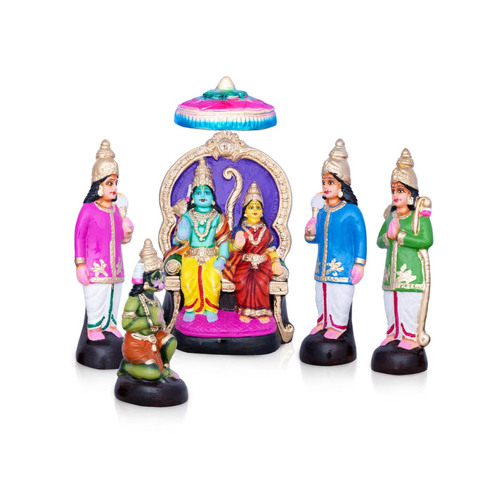 Ramar Pattabhishekam Paper Mache Golu Bommai Set - 12 x 7.5 Inches | 6 Pcs/ Giri Golu Doll/Navaratri Gombe