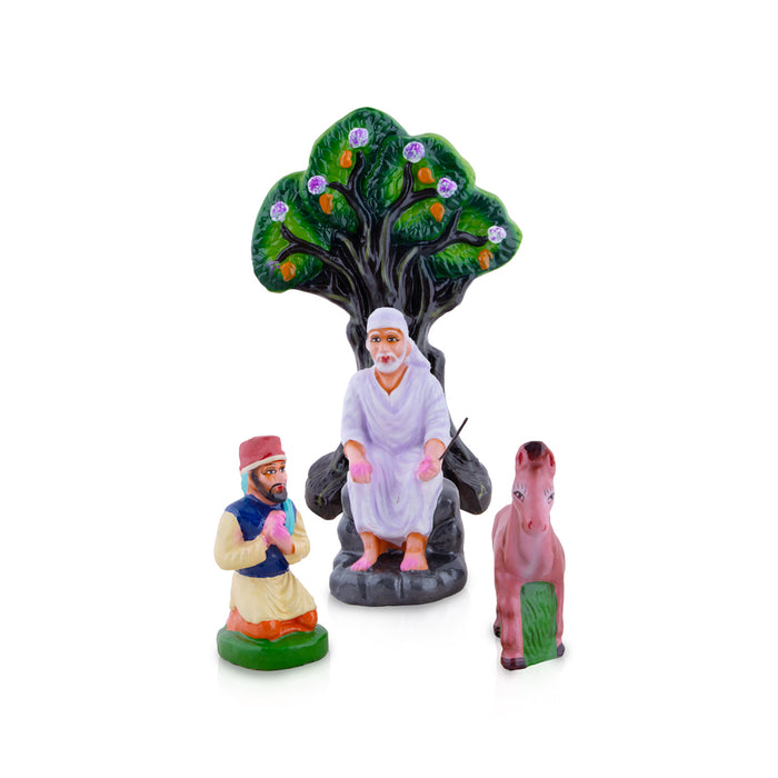 Sai Baba Clay Golu Bommai Set - 10 x 6 Inches | Giri Golu Doll/ Navaratri Golu Bomma/Gombe/Bommai