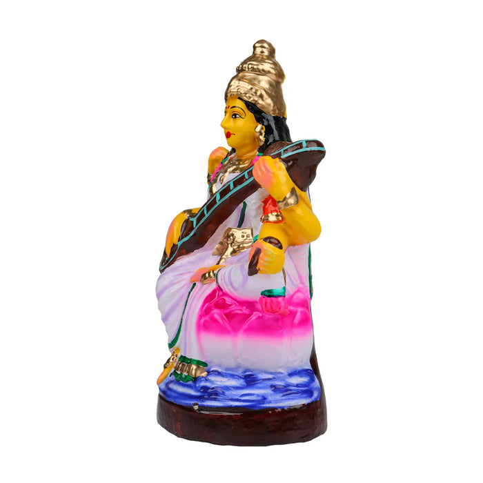 Saraswati Clay Golu Bommai - 10 inches / Golu Doll / Navaratri Golu Bomma / Gombe / Bommalu - Clay Kolu Bommai