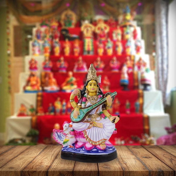 Saraswati Paper Mache Golu Bommai - 17 x 11.5 Inches | Giri Golu Doll/ Navaratri Golu Bomma/Gombe/Bommai