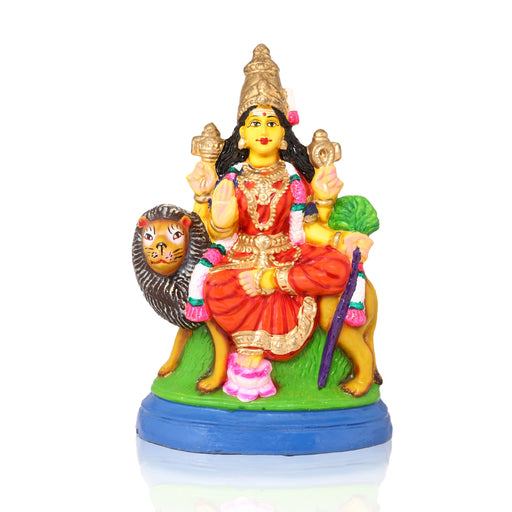 Simhavahini Durga Idol Clay Golu Bommai - 13 x 10 Inches | Giri Golu Doll/ Navaratri Golu Bomma/Gombe/Bommai - Clay Golu Bommai