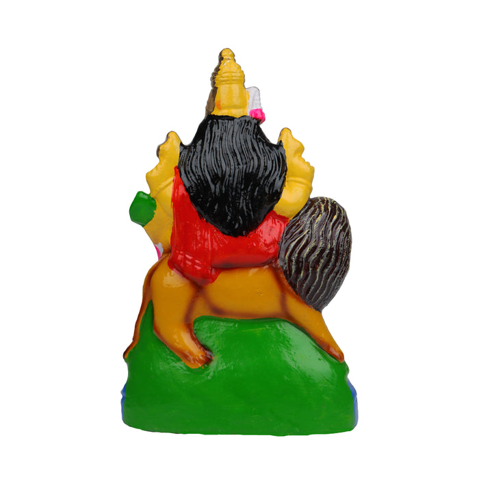 Simhavahini Durga Clay Golu Bommai - 11 x 5.5 Inches | Giri Golu Doll/ Navaratri Golu Bomma/Gombe/Bommai