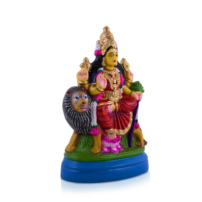 Simhavahini Durga Paper Mache Golu Bommai - 12 x 6.5 Inches | Giri Golu Doll/ Navaratri Golu Bomma/Gombe/Bommai - Paper Mache Kolu Bommai