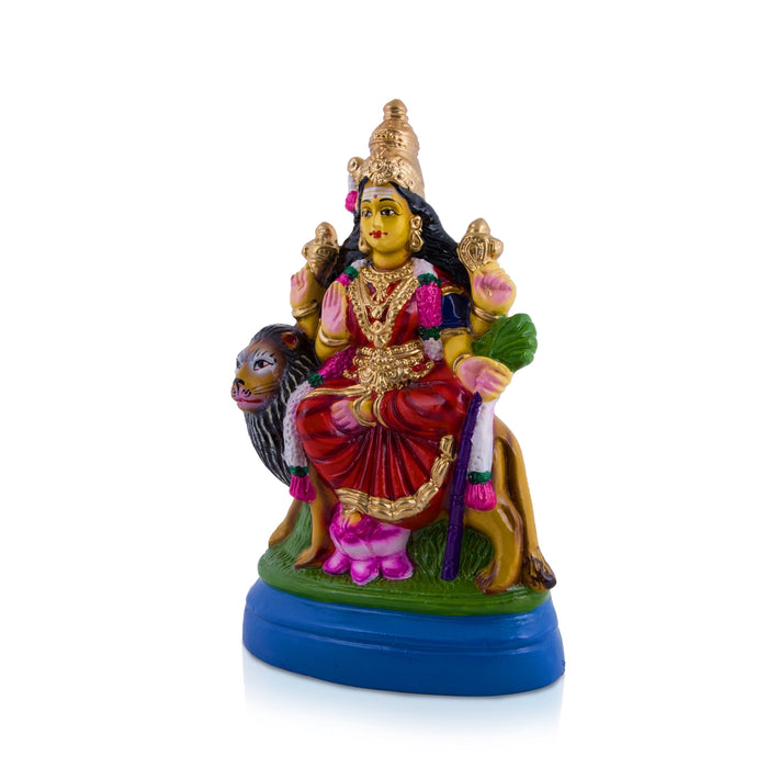 Simhavahini Durga Paper Mache Golu Bommai - 12 x 6.5 Inches | Giri Golu Doll/ Navaratri Golu Bomma/Gombe/Bommai - Paper Mache Kolu Bommai