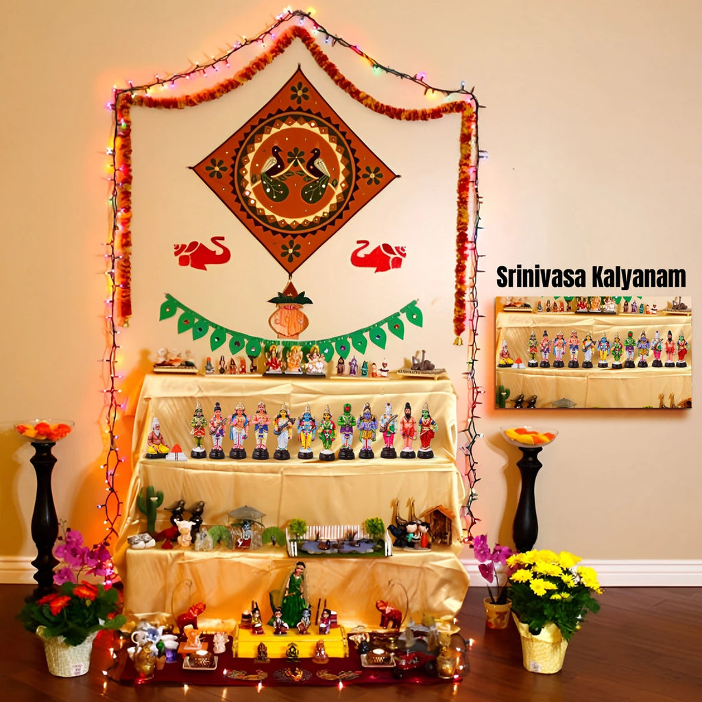 Srinivasa Kalyanam Paper Mache Golu Bommai Set - 10 x 4 Inches | Giri Golu Doll/ Navaratri Golu Bomma/Gombe