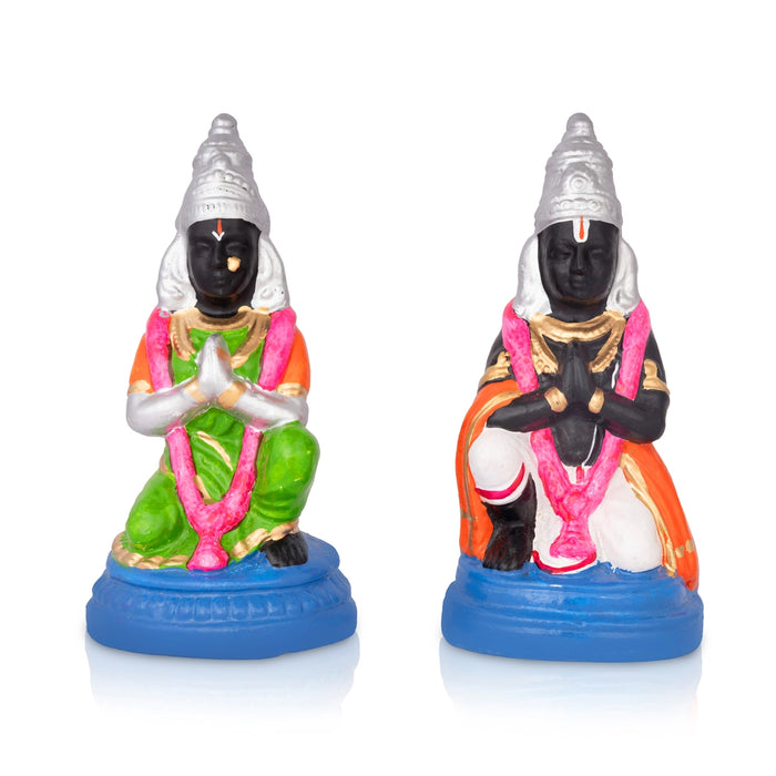 Uppiliyappan Clay Golu bommai Set - 16 x 11.5 Inches | 3 Pcs/ Giri Golu Doll/ Navaratri Golu Bomma/ Gombe/ Bommai