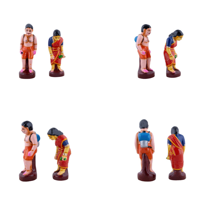 Vivasayam Clay Golu Bommai Set - 5.5 x 8 Inches | Giri Golu Doll/Navaratri Golu Bomma/Gombe/Bommai - Clay Kolu Bommai