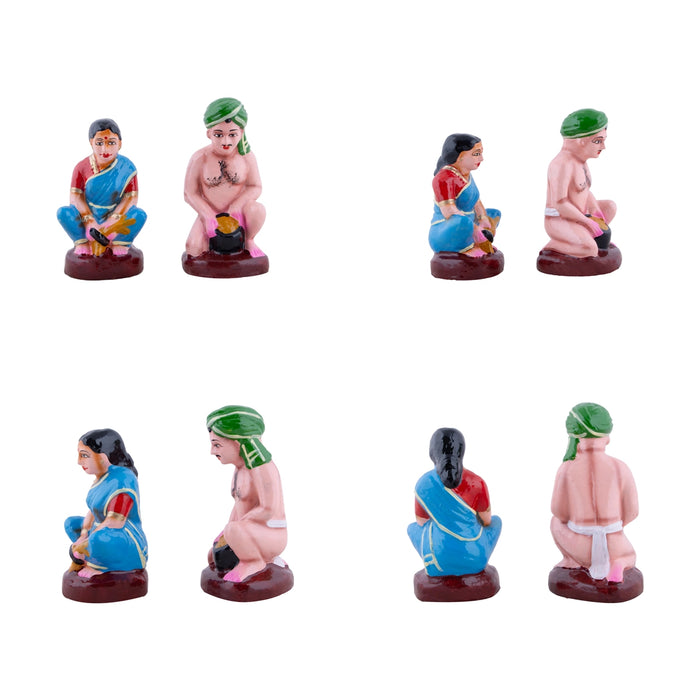 Vivasayam Clay Golu Bommai Set - 5.5 x 8 Inches | Giri Golu Doll/Navaratri Golu Bomma/Gombe/Bommai - Clay Kolu Bommai