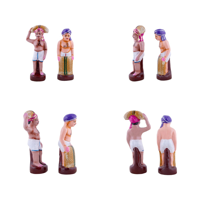 Vivasayam Clay Golu Bommai Set - 5.5 x 8 Inches | Giri Golu Doll/Navaratri Golu Bomma/Gombe/Bommai - Clay Kolu Bommai