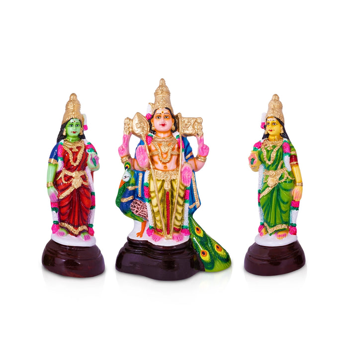 Murugan Valli Deivanai Paper Mache Golu Bommai Set - 13.5 x 8 Inches | Giri Golu Doll/ Navaratri Golu Bomma