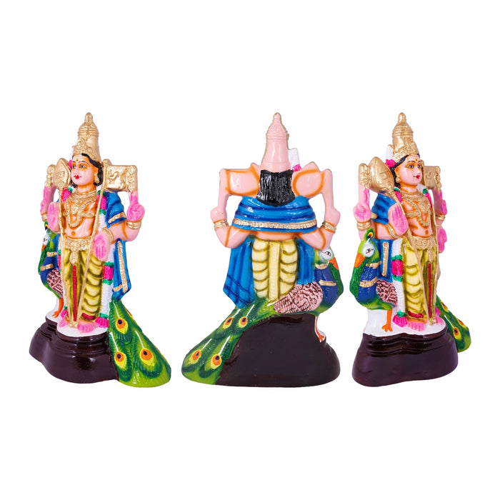 Murugan Valli Deivanai Paper Mache Golu Bommai Set - 13.5 x 8 Inches | Giri Golu Doll/ Navaratri Golu Bomma