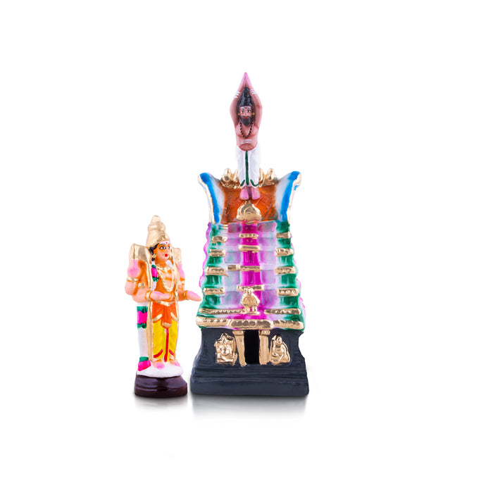 Murugan Arunagirinathar Clay Golu Bommai Pair - 14 x 5 Inches | Giri Golu Doll/ Navaratri Golu Bomma/Gombe/Bommai