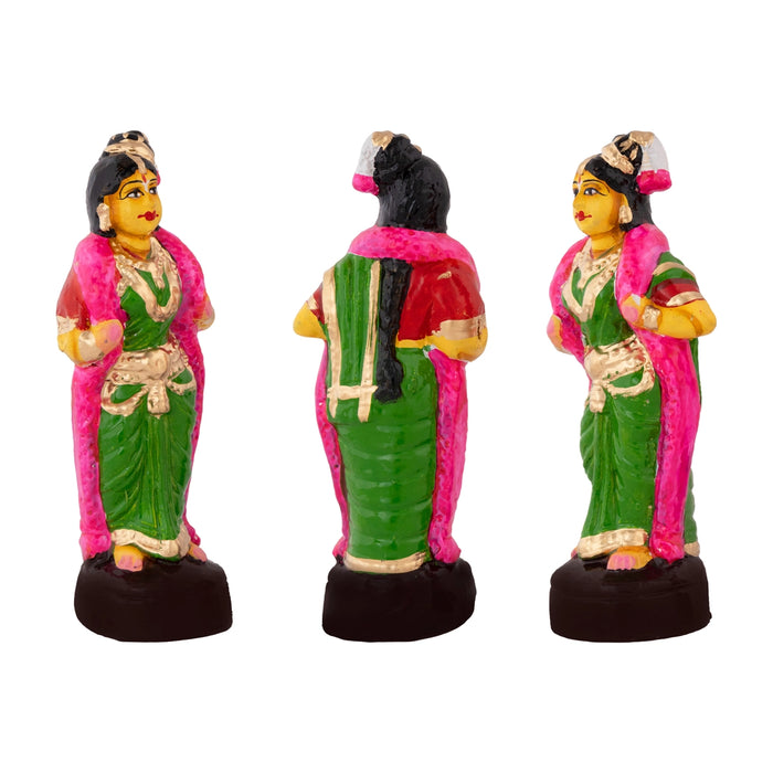 Srirangam Andal Clay Golu Bommai Set - 9 x 6.75 Inches | Giri Golu Doll/ Navaratri Golu Bomma/Gombe/Bommai