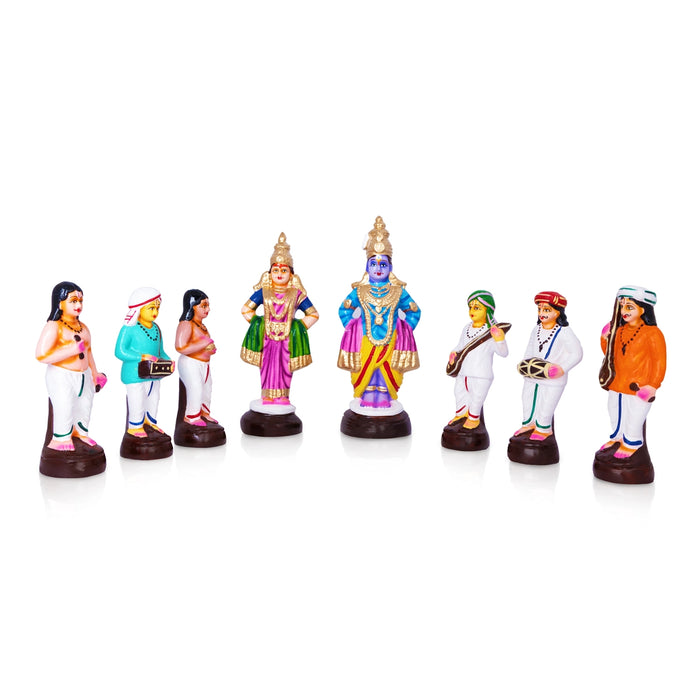Pandurangan Bhajanai Paper Mache Golu Bommai Set - 10 x 4 Inches | Giri Golu Doll/ Navaratri Golu Bomma