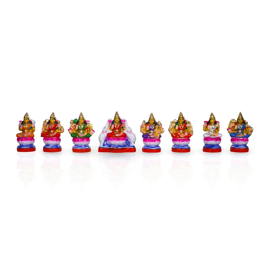 Ashta Lakshmi Clay Golu Bommai Set - 6 x 5.5 Inches | Giri Golu Doll/ Navaratri Golu Bomma/Gombe/Bommai