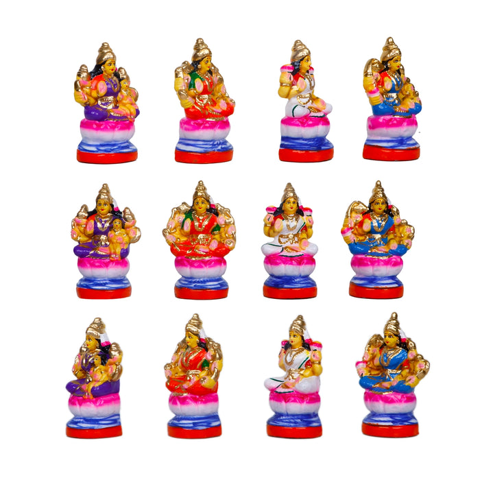 Ashta Lakshmi Clay Golu Bommai Set - 6 x 5.5 Inches | Giri Golu Doll/ Navaratri Golu Bomma/Gombe/Bommai