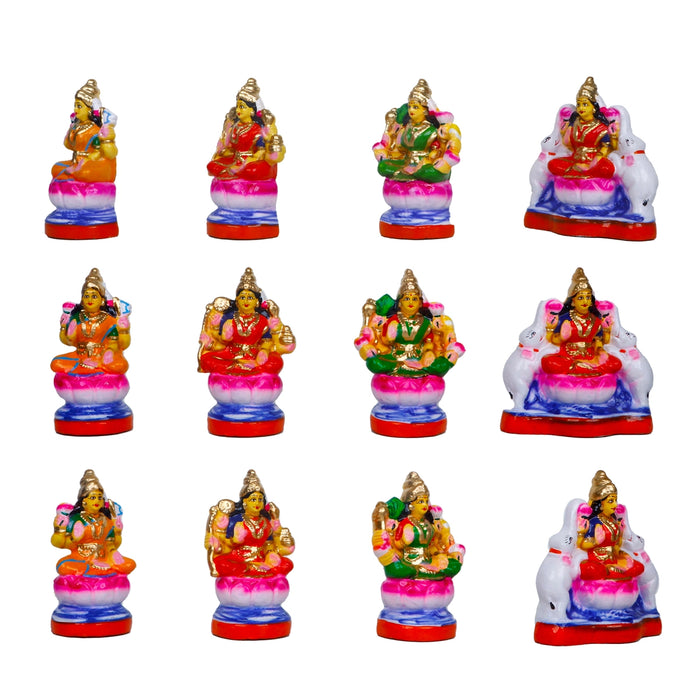 Ashta Lakshmi Clay Golu Bommai Set - 6 x 5.5 Inches | Giri Golu Doll/ Navaratri Golu Bomma/Gombe/Bommai