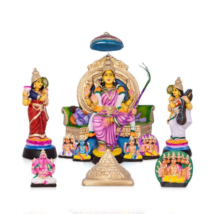 Bala Tripurasundari Paper Mache Golu Bommai Set - 13 x 12 Inches | Giri Golu Doll/ Navaratri Golu Bomma/Gombe