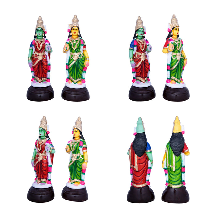 Murugan Valli Deivanai Paper Mache Golu Bommai Set - 14 x 8 Inches | Giri Golu Doll/ Navaratri Golu Bomma/Gombe