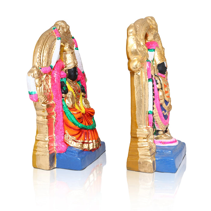 Perumal Thayar Clay Golu Bommai Pair - 15 x 8 Inches | Giri Golu Doll/ Navaratri Golu Bomma/Gombe/Bommai - Clay Kolu Bommai