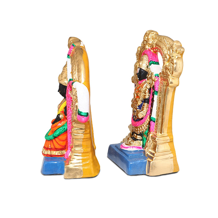 Balaji Perumal Thayar Paper Mache Golu Bommai Pair - 12 x 7.5 Inches | Giri Golu Doll/Navaratri Golu Bomma/Gombe/Bommai - Paper Mache Kolu Bommai