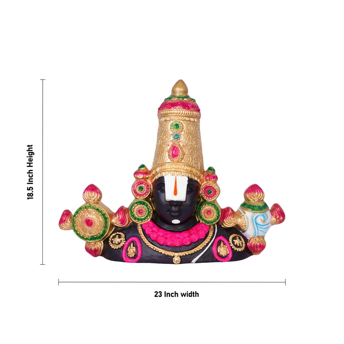 Balaji Bust Paper Mache Golu Bommai - 18.5 x 23 Inches | Giri Golu Doll/ Navaratri Golu Bomma/Gombe