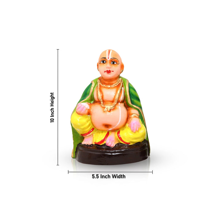 Thatha Paati Clay Golu Bommai Pair - 10 x 5.5 Inches | Giri Golu Doll/Vaishnava Navaratri Golu Bomma/Gombe/Bommai - Clay Kolu Bommai